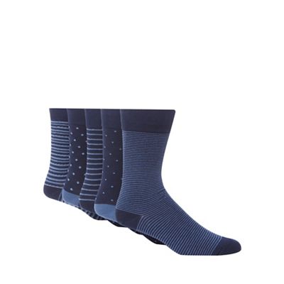 Freshen Up Your Feet Pack of five navy striped socks